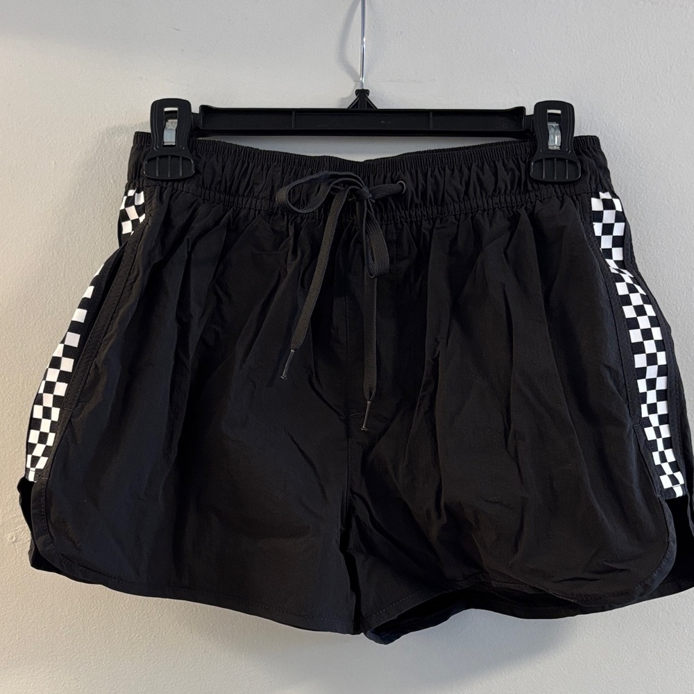 H&M Black Swim Trunks with Checkered Accents